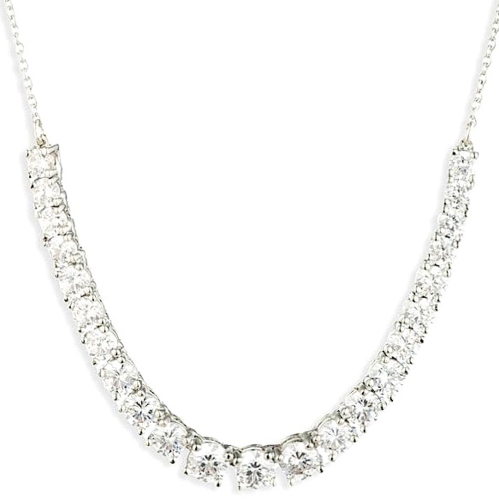 NWT New Macy’s Marchesa Elegant Silver Tone Tennis Necklace Cubic Zirconia CZ